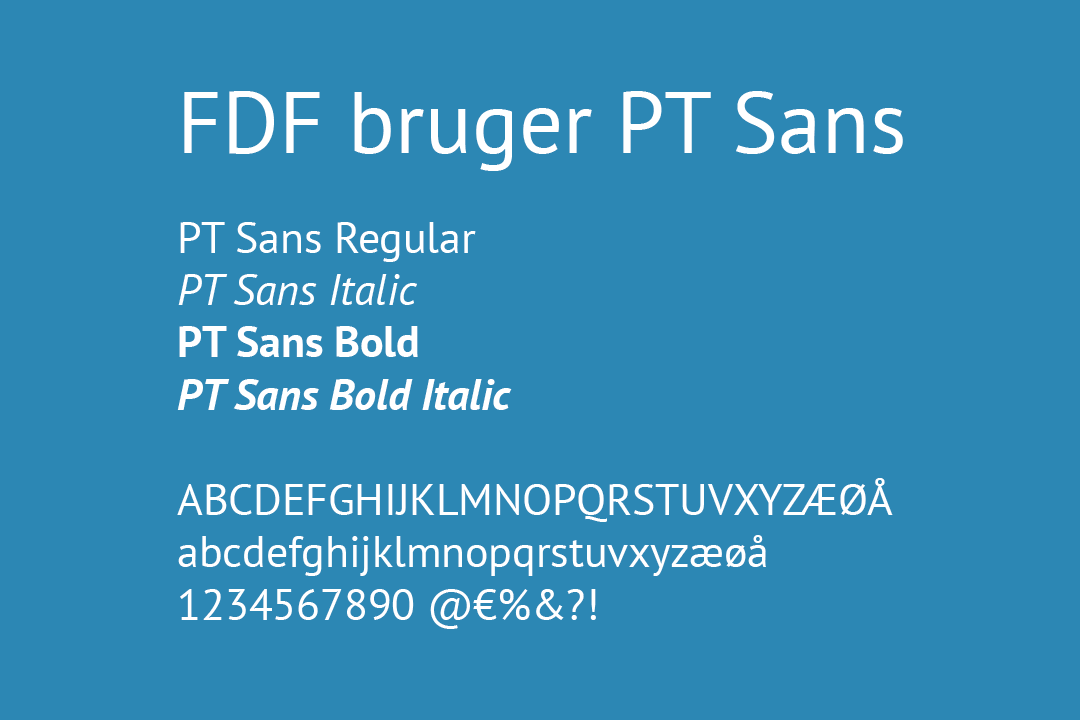 Eksempel på skriften PT Sans hos FDF