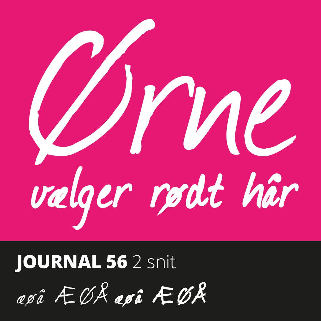 Prøve på de gratis skrifter Journal regulær og bold med æ, ø og å