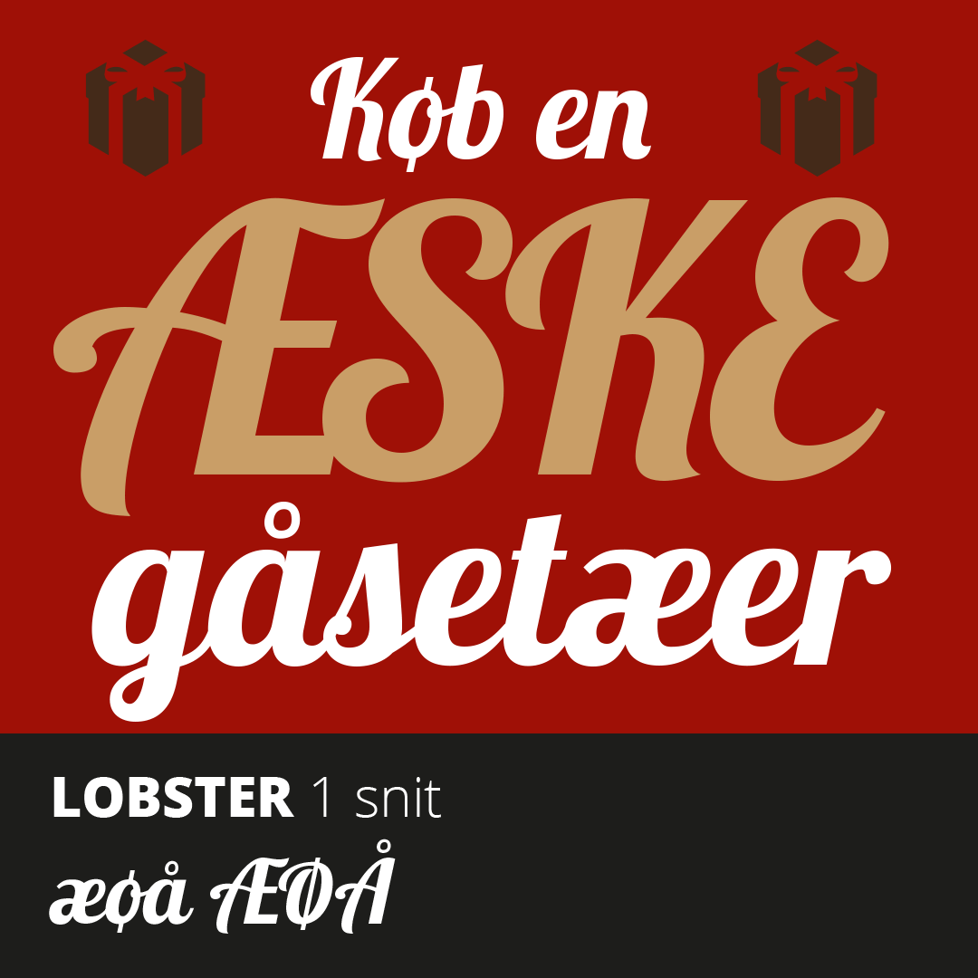 Skriftprøve på Lobster font med æ, ø og å. En af mange gratis skrifter.